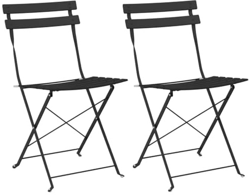 vidaXL Garten Klappstuhl 2 pcs Anthrazit 42 x 46 x 82cm Stahl, Garten & Terrasse, rechteckiger, moderner Klappstuhl, leichtes Outdoor-Möbel, Portable Sitzgelegenheit für Lounges
