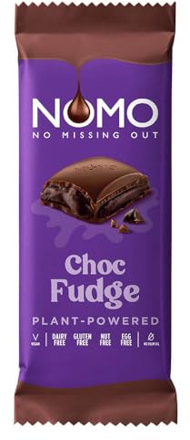 NOMO Fudge Filled Plant-Powered Vegan Chocolate Bars, Dairy Free, Gluten Free, Nut Free, Egg Free, 120g (6 bars)