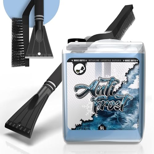 Nuke Guys Antifrost Scheibenfrostschutz + Eiskratzer mit Besen | Auto Wischwasser Frostschutz bis -18 °C Gebrauchsfertig | Frostschutzmittel für saubere Scheiben im Winter | Scheibenwischwasser