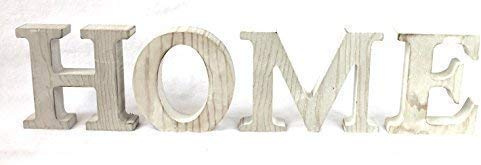 4 Holz Buchstaben Home Höhe 8cm Tiefe 2cm 3D Dekoration (Weiss)