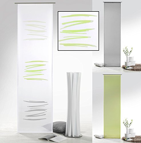fashion and joy Panneau japonais avec dégradé de couleur vert gris abstrait avec Accessoire (H x l) 245 x 60 cm, Rideau coulissant semi-transparent moderne chic, Type 415