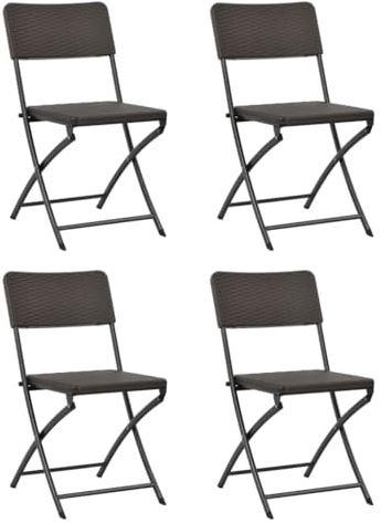 vidaXL 4X Gartenstuhl HDPE Braun Rattanoptik Klappstuhl Balkonstuhl Terrasse