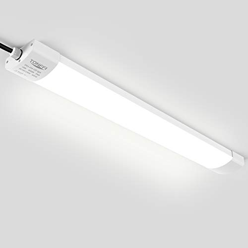 Tonffi Plafonnier LED pour pièces humides,60 cm - 18 W - Pour garage, cave, salle de bain, atelier, pièces humides, Lampe LED pour pièces humides - Étanche IP65 - Blanc neutre - 4000 K - 4500 K
