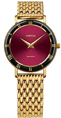 JOWISSA Bordeaux/Gold Roma Schweizer Damenuhr J2.291.M