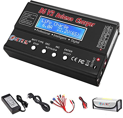 LiPo Charger 1S-6S Digital Battery Balance Discharger 80W 6A for Li-ion LiFe NiCd NiMH PB Smart Battery (Black)