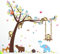 COVPAW® Wandtattoo Wandaufkleber Zoo Tiergarten Wald Baum Eule AFFE Schaukel Bär Tierpark Wandsticker Wandbild Bilder Wohnzimmer Schlafzimmer Deco Kind Jungen Kinderzimmer