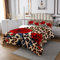 Homewish Rose Blume Gesteppte Coverlet 240×260,Leopard Print Coverlet Set für Kinder Mädchen Frauen,rote Floral Blütenblatt Zweige Bettdecke Camouflage Tier Haut Set mit 2 Kissen-Fälle