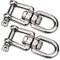 TDDL 2Pcs M8 Manille Pivotante en Acier Inoxydable 304 de Qualité Marine Ancre Mâchoire Pivotante Double Émerillon Manilles Chaînes pour Chaîne d'ancre de Bateau/amarrage