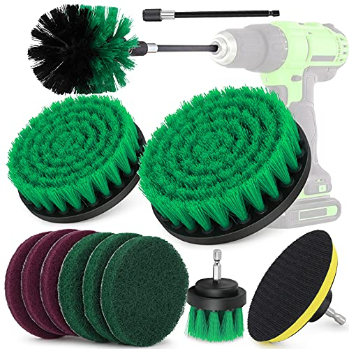 Spazzole per Trapano, 12PCS Spazzola Nylon per Fughe Pavimento, Spazzola per Lavaggio Auto Interni, Spazzola Elettrica per Piastrelle Bagno/Pavimento per Esterno/Auto Esterno/Piastrelle Esterno