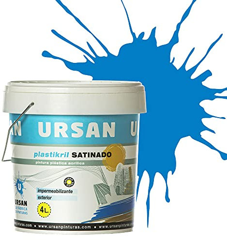 Ursan - Plastikril Satinado | Pintura Exterior Satinada - Pintura Impermeabilizante - Indicada para Fachadas con Alta Resistencia a Agentes Atmosféricos - AZUL BILBAO 4L
