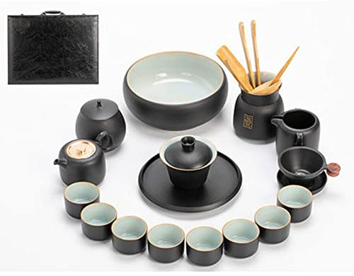 KISOARTWQ Tee Set teeservice teekanne mit stövchen teekanne gusseisen japanische teekanne Chinesisches Teekannen-Set aus Porzellan All-in-One-Geschenk, tragbare Tasche für Home Hotel Pi