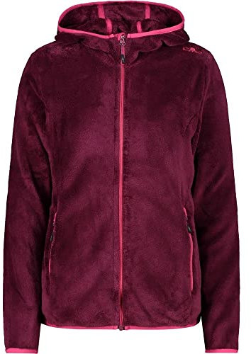 CMP - Giacca in Pile Highloft da Donna con Cappuccio Fisso, Amaranto, 42