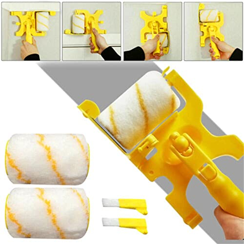 Glorlliant Clean Cut Paint Edger Roller Brush, Brosse de Nettoyage Amovible Multifonctionnelle Outils Sû pour Plafond Mural 1 Set Longue Poignée