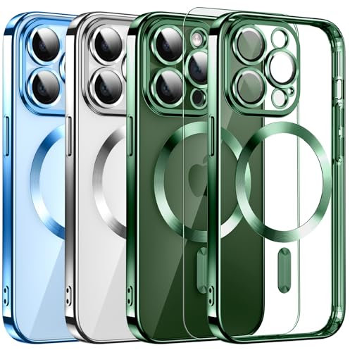 DOSNTO Magnetic Clear for iPhone 13 Pro Case with MagSafe [Original iPhone Exterior] [Integrated Camera Cover] Silicone Cover Slim Thin [Non-Yellowing] Anti-Fingerprint Scratch Wireless Charging