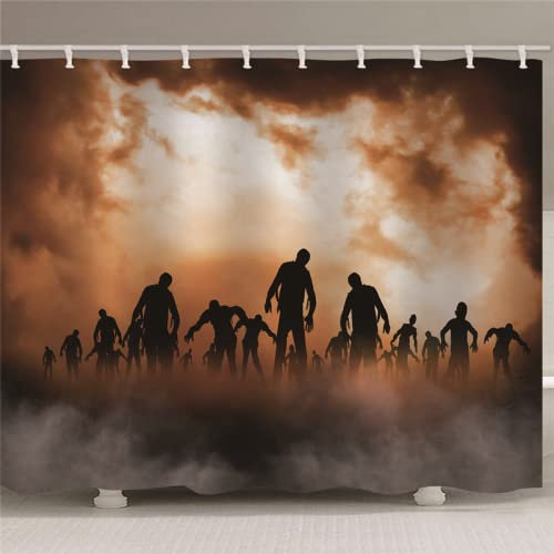 BOVZOX duschvorhang 180x220 Horror & Zombies Wasserdichter, Duschvorhang Badewanne, Waschbar Stoff Polyester Duschvorhänge mit 12 Duschvorhangringen, Beschwerter Saum