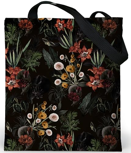 Loxato Tote Bag mit Reißverschluss - Aesthetic Tasche - Samtgewebe Velluto - Stofftasche Damen mit Reißverschluss Groß B37 H42 cm - Jutebeutel Bedruckt - Beuteltasche Damen - Stoffbeutel Aesthetic