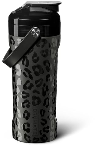 BrüMate MultiShaker Mixer-Shaker-Flasche, 100% auslaufsichere, isolierte Edelstahl-Shaker-Flasche, Protein-Shaker-Flasche und Pre-Workout-Flasche für das Fitnessstudio, 750 ml (Onyx Leopard)