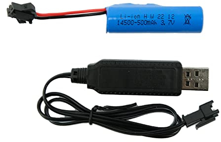 efaso RC Akku 3,7V 500 mAh + USB-Ladekabel HBX Stecker wiederaufladbar für RC Autos E35 DE38 DE40 DE45 DE50 DE55 TB202 TM141 TC141