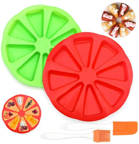 GOTFUN 4 Stücke Kuchenform Silikon, 8 Hohlräume Backform Silikon, Non Stick brotbackform silikon mit Ölbürste und Schaber für Scone Brownie Kuchen Dreieck Kuchen Scheibe