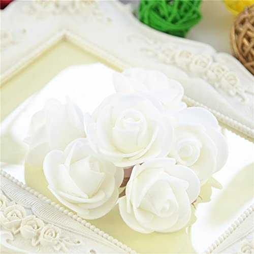 ZEYRU 50/100/200/500pcs Artificial Rose Mini PE Foam Rose Head DIY Wedding Home Decoration Festival and Party Supplies -White,100pcs