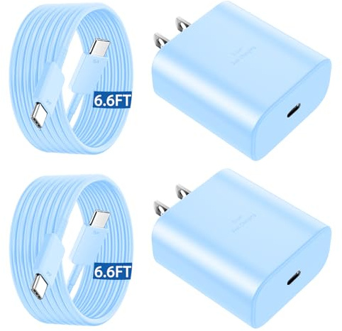 Caricabatterie di tipo C a ricarica rapida, 45 W, USB-C super veloce, con cavo di ricarica C da 1,8 m, per telefono Android Galaxy S23 Ultra/S23/S23+/S22/S22 Ultra/S22+/Note 20/S20/S21, blu