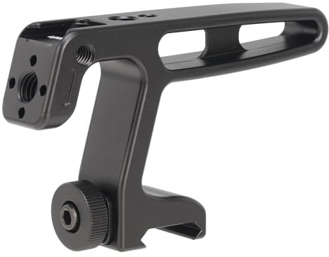 FOTGA NATO Handle, Mini Top Handle Grip Handle with Cold Shoe Holder and 1/4 Inch-20 3/8 Inch-16 Screws and ARRl Location Holes for Lightweight DSLR Mirrorless Camera Camera Cage Rig (Black)