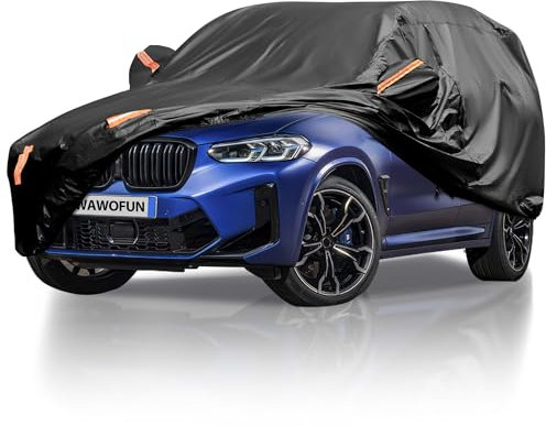 SUV Car Cover Waterproof Breathable, WAWOFUN Full Car Covers Outdoor Indoor Car Cover with Cotton, Rain Snow UV Dust All Weather 10 Layers Protection Automobiles (Fit SUV estate Length 460 to 485cm)