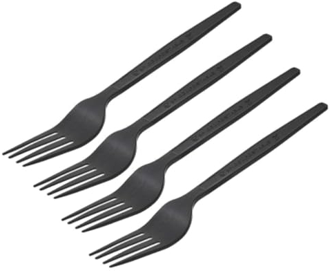 MAQA 50 pz Forchette nere in pla riutilizzabili, Forchetta compostabili 16 cm, set posate forchetta bio Nera