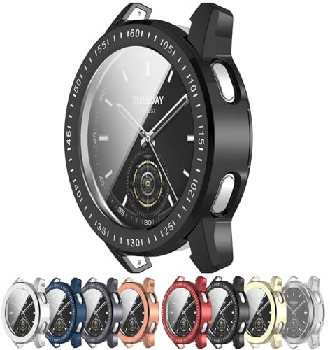 AWADUO Compatible with Xiaomi Watch S3 TPU Protective Case Cover, Smartwatch Protective Case Cover Shell Soft And Durable Watch Accessories(Black)