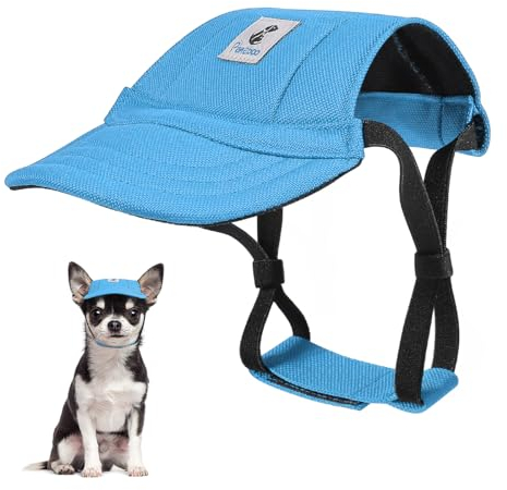 Pawaboo Hunde Baseballmütze, Hundemütze mit elastischen Ohrlöchern, Verstellbar Hundecap Sport Haustier Hut Sonnenschutz für kleine, mittelgroße & große Hunde, Outfits Hundekostüm (Blau, S)