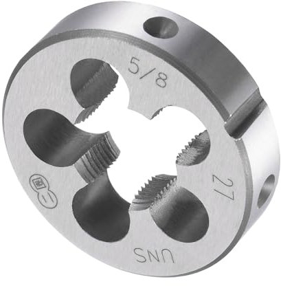 CoCud Terraja de Reparación de Roscas Redondas Terraja 5/8-27 Uns de 38mm OD Roscado de Tubos Cilíndricos de Acero para Herramientas de Aleación con 5 Orificios para Virutas