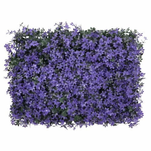 vidaXL Sichtschutz aus Kunstblättern 24 STK., Blattzaun Künstlich in natürlicher Optik, Kunsthecke Pflegeleicht für Garten, Rankgitter Pflanzenwand, Lila 40x60cm