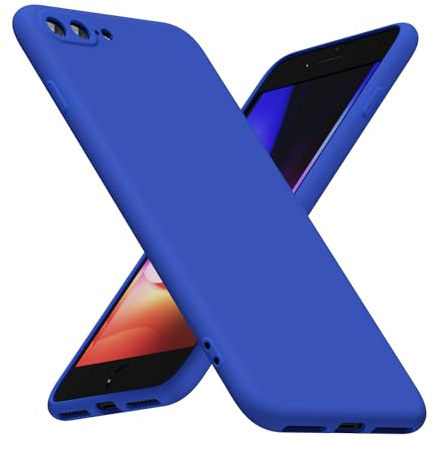 LoeoeL for iPhone 8 Plus/ 7 Plus Phone Case Silicone, Minimalist Ultra Thin Slim Soft Rubber Gel Solid Color Matte TPU Cute Case for Women Men, Girly Plain Aesthetic Design & Camera Cover, Royal Blue