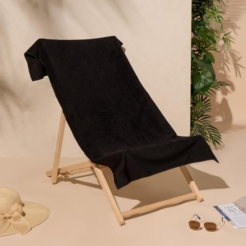 Brentfords Schwarzes Strandtuch, Schwimmbad, Strand, Urlaub, Essentials, Fitnessstudio, Mikrofaser Strandtücher für Erwachsene und Kinder, schnell trocknendes Handtuch, 71 x 152 cm