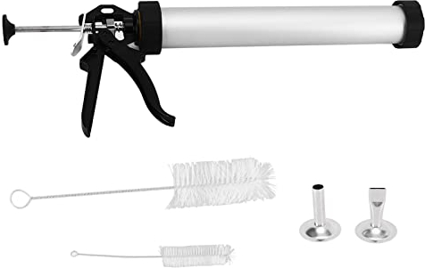 Jerky Gun,15in Beef Stick Maker Easy Cleaning Cooking Tool Set Kit with Round Flat Nozzle Sausage Stuffer, Stainless Steel Jerky Maker, Jerky Shooter, Beef Jerky Making Gun