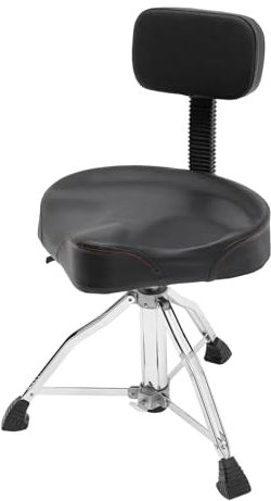 KEESUNG Extra Dick Gepolsterter Schlagzeughocker mit Rückenlehne, Tragbarer Trommelhocker Faltbarer Trommelsitzstuhl Höhenverstellbar 45-60cm Drum Hocke für Büros, Klavierzimmern, Arbeitszimmern
