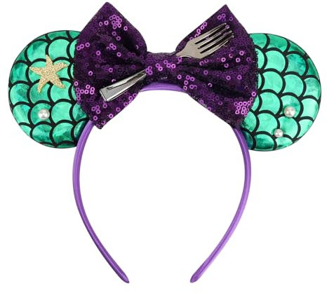 DRESHOW Mausohren Schleife Stirnbänder Glitzer Party Dekoration Cosplay Kostüm für Mädchen & Damen