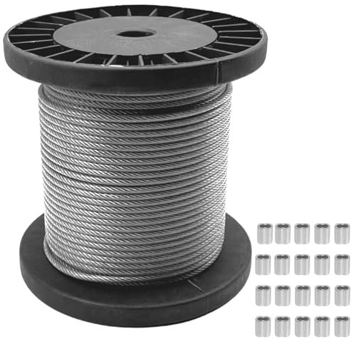 4mm Stainless Steel Wire Rope 304 Steel Wire Plastic Coated 550kg Breaking Load stainless steel cable For Outdoor String Lamp Light Suspension, Garden Wire, Balustrade Wire, Climbing Plants
