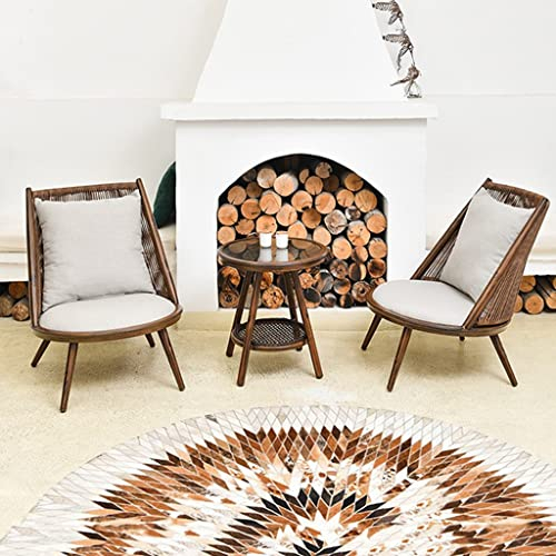 3-teiliges Terrassenmöbel-Set, Esstisch-Set für den Außenbereich, Rückenlehne aus geflochtenem Seil, Tischplatte aus Glas und Kissen für Terrasse, Garten und Pool