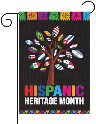 Bandera de jardín del Mes Nacional de la Herencia Hispana – Letreros verticales de arpillera de países latinos de doble cara legibles para casa, pósteres, decoraciones de fiesta, suministros para