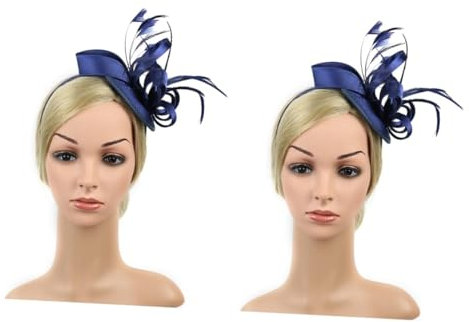 Healeved 2pièces Diadème De Mariage Tulle Avec Et Plumes Accessoire Élégant Pour Et Couleur Marine