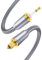 SOUNDFAM 3m Mini-TOSLINK Optisches Audiokabel Mini-TOSLINK auf TOSLINK, Digitales S/PDIF/Glasfaserkabel für Soundbar, Chromecast Audio, Stereoanlage/Verstärker, HiFi-Geräte–Grau