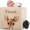 Spardose Holz - Holzspardose süßes REH mit Name I Geldgeschenk Kinder Mädchen Taschengeld Sparbüchse Rehkitz Geld Geschenk Kind - 10x10cm - Holz - süße spardosen kinderspardose sparbüchsen