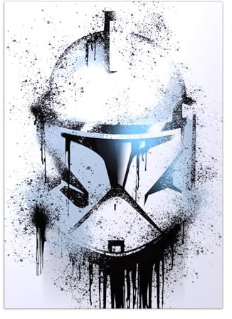Displate Offiziell Star Wars MetallPoster Magnetische Befestigung Inklusive Lizenziert Bilder Hochwertiges Poster Helmets Graffiti - Clone Trooper Helmet Poster Größe - 45 cm x 32 cm
