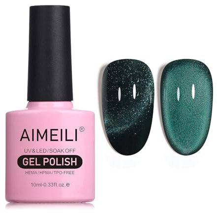 AIMEILI Magnetic Gel Nail Polish Cat Magnet Eye Gel Polish, UV LED Soak Off Glitter Gel Nail Varnish Nail Art Manicure Pedicure, Long Lasting & Easy to Apply - 10ml 764