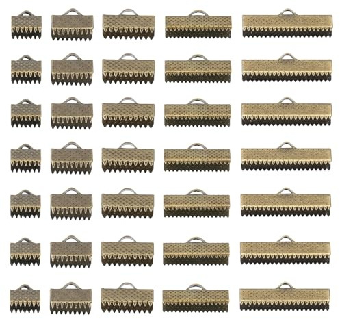 PATIKIL 8mm/10mm/13mm/20mm/25mm Ribbon Ends Crimp Clamp 150pcs Pinch Crimp End Bracelet Bookmark Cord Ends Fasteners Clasp for Leather DIY Craft Jewelry Making Bronze