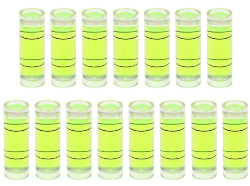 QUARKZMAN 15 Stück Kleine Zylindrische Libellen 10x30mm PMMA Mini Horizontale Libelle Wasserwaage Messlayout Werkzeuge für Wohnmobil TV Bilderrahmen Aufhängewerkzeug Leveler