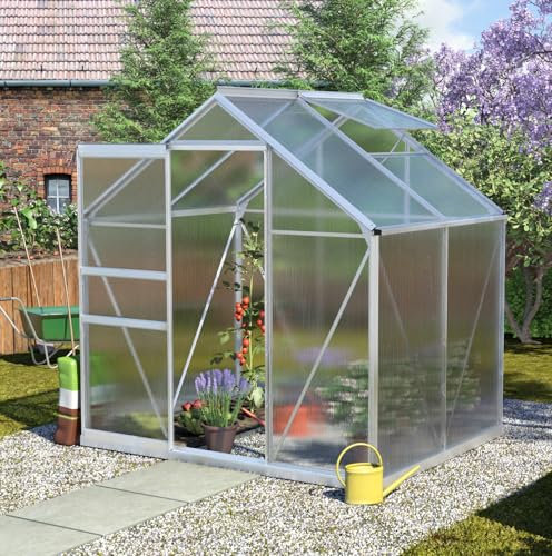 Vitavia Gewächshaus Calypso 3000, Aluminium eloxiert, 3,0 m², 4 mm HKP | Wetterfestes & stabiles Treibhaus | Perfekt für Gemüse & Pflanzen | Robust & langlebig