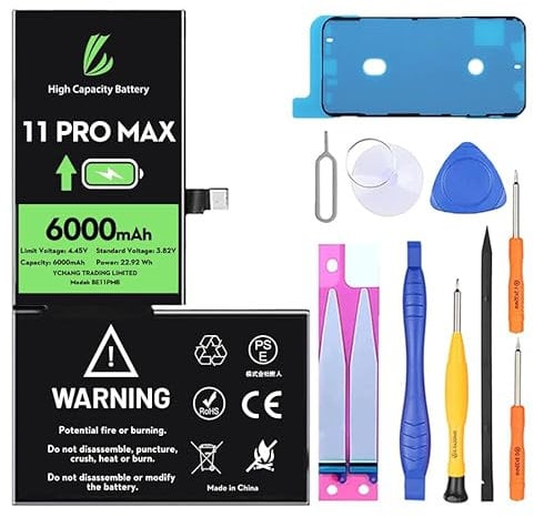 LL TRADER Battery for iPhone 11 Pro MAX, 6000mAh High Capacity Lithium Polymer Battery with All Repair Tools