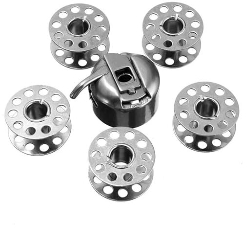 Bobbin Case + 5 Metal Bobbins - Will Fit Singer, Brother, Janome, Toyota, New Home & More Domestic Sewing Machines, Household Bobbin Case Bobbins for Sewing Machines Singer, AEG, Janome, Juki